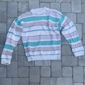 Stylish Gray and Teal Women's Sweater